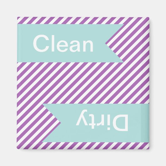 Paarse striped Clean - Dirty Dishwasher Magnets Magneet (Voorkant)
