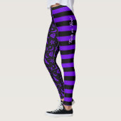 Paarse striped Halloween Spooky Witch Cat Leggings (Links)