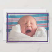 Paarse Striped Made in Texas Photo Baby Aankondiging (Achterkant)