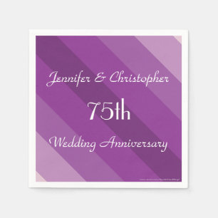 Paarse Striped Napkins, 75th Wedding Jubileum Servet