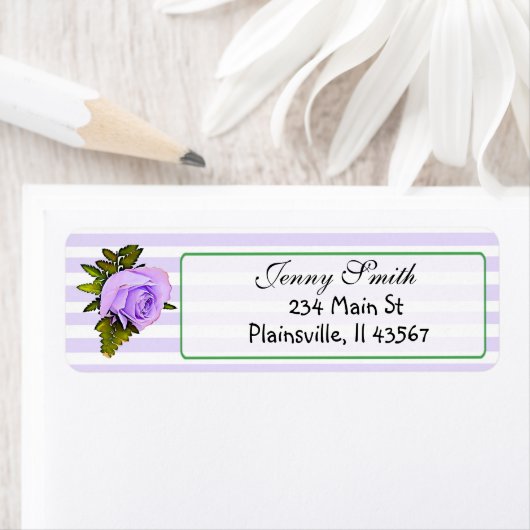 Paarse striped  Roos Return Address Label (Insitu)