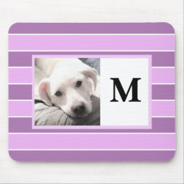Paarse stripes Aangepast Initiaal Eén foto-Cute Do Muismat