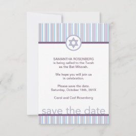 Paarse Stripes Bat Mitzvah sparen de datum Save The Date