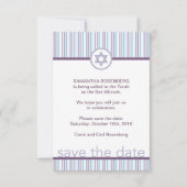Paarse Stripes Bat Mitzvah sparen de datum Save The Date (Voorkant)