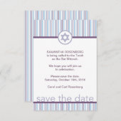 Paarse Stripes Bat Mitzvah sparen de datum Save The Date (Voorkant / Achterkant)