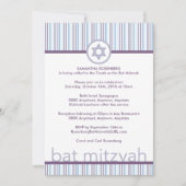 Paarse Stripes Bat Mitzvah Uitnodiging (Voorkant)