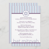Paarse Stripes Bat Mitzvah Uitnodiging (Voorkant / Achterkant)