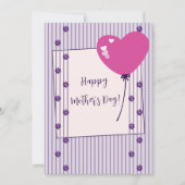  Paarse Stripes & Flowers Moederdag Kaart (Voorkant)