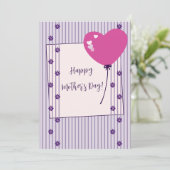  Paarse Stripes & Flowers Moederdag Kaart (Staand voorkant)