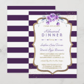 Paarse Stripes Gold Violet Floral repetitie Kaart (Voorkant / Achterkant)