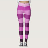 Paarse Stripes Patroonkleurblok Leggings (Voorkant)