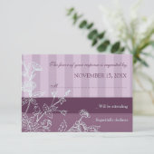 Paarse Stripes RSVP-trouwkaart RSVP Kaartje (Staand voorkant)