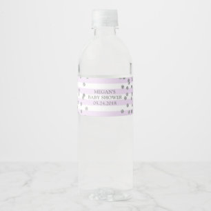 Paarse stripes Silver Confetti Baby shower Label Waterfles Etiket