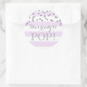 Paarse Stripes Silver Confetti Ze is klaar om te P Ronde Sticker (Tas)