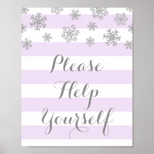 Paarse Stripes Silver Snow Help uzelf Poster (Voorkant)