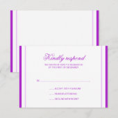 Paarse Stripes Weddenschapskaart RSVP Kaartje (Voorkant / Achterkant)