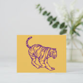 Paarse Stripes Wilde Cat Tiger Illustratie Briefkaart (Staand voorkant)