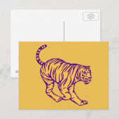 Paarse Stripes Wilde Cat Tiger Illustratie Briefkaart (Voorkant / Achterkant)