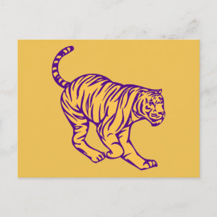 Paarse Stripes Wilde Cat Tiger Illustratie Briefkaart