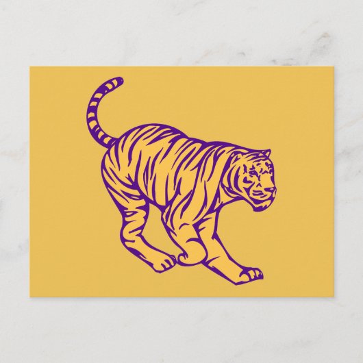 Paarse Stripes Wilde Cat Tiger Illustratie Briefkaart (Voorkant)