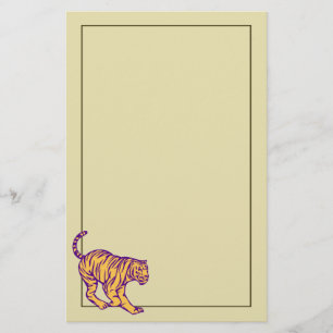 Paarse Stripes Wilde Cat Tiger Illustratie Briefpapier