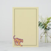 Paarse Stripes Wilde Cat Tiger Illustratie Briefpapier (Staand voorkant)