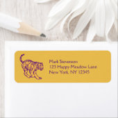 Paarse Stripes Wilde Cat Tiger Illustratie Etiket (Insitu)