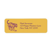 Paarse Stripes Wilde Cat Tiger Illustratie Etiket (Voorkant)