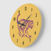 Paarse Stripes Wilde Cat Tiger Illustratie Grote Klok (Hoek)