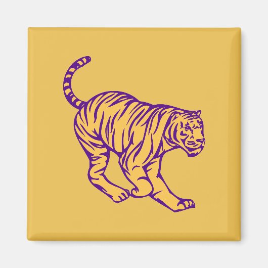 Paarse Stripes Wilde Cat Tiger Illustratie Magneet (Voorkant)