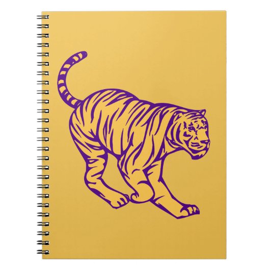 Paarse Stripes Wilde Cat Tiger Illustratie Notitieboek (Voorkant)
