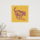 Paarse Stripes Wilde Cat Tiger Illustratie Poster (Keuken)