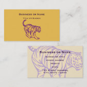 Paarse Stripes Wilde Cat Tiger Illustratie Visitekaartje (Voorkant / Achterkant)