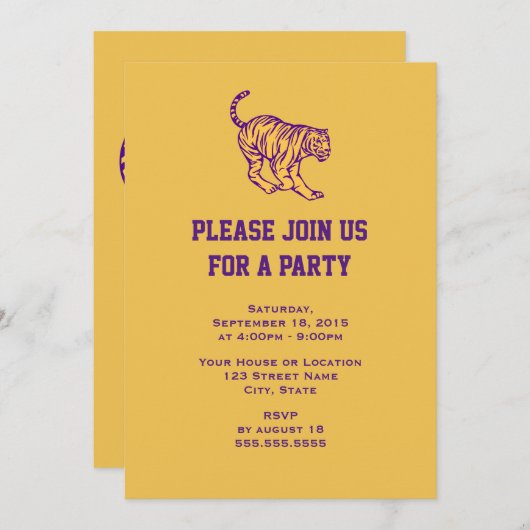 Paarse Stripes Wilde Kat Tiger Generische Partij Kaart (Voorkant / Achterkant)
