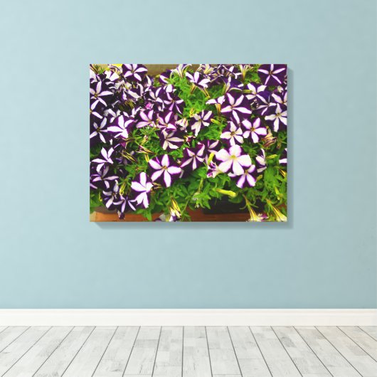 Paarse strippinda's canvas afdruk (Insitu (Houten vloer))