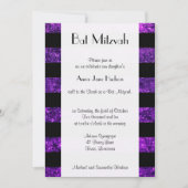Paarse strips, Glitter Stripes, Bat Mitzvah Kaart (Voorkant)