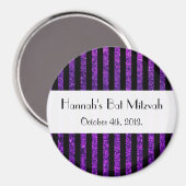 Paarse strips, Glitter Stripes, Bat Mitzvah Magneet (Voorkant / Achterkant)