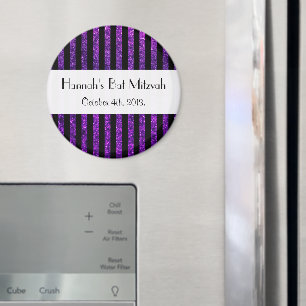 Paarse strips, Glitter Stripes, Bat Mitzvah Magneet