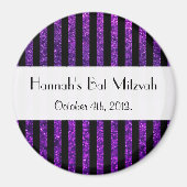 Paarse strips, Glitter Stripes, Bat Mitzvah Magneet (Voorkant)