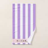 Paarse strips, strips, lijnen, Jouw naam Bad Handdoek (Handdoek)