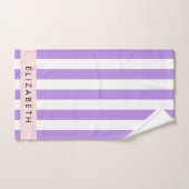 Paarse strips, strips, lijnen, Jouw naam Bad Handdoek (Handdoek)