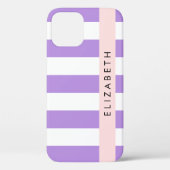 Paarse strips, strips, lijnen, Jouw naam Case-Mate iPhone Case (Achterkant)