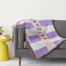 Paarse strips, strips, lijnen, Jouw naam Deken