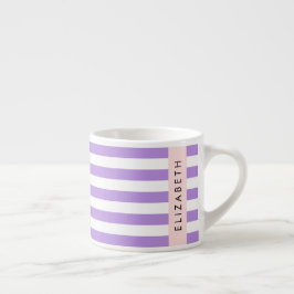 Paarse strips, strips, lijnen, Jouw naam Espresso Kop