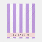 Paarse strips, strips, lijnen, Jouw naam Fleece Deken (Voorkant)