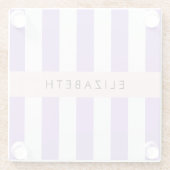 Paarse strips, strips, lijnen, Jouw naam Glazen Onderzetter (Achterkant)