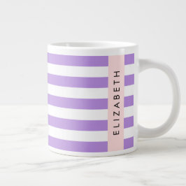 Paarse strips, strips, lijnen, Jouw naam Grote Koffiekop