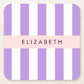 Paarse strips, strips, lijnen, Jouw naam Kartonnen Onderzetters (Voorkant)