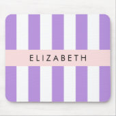 Paarse strips, strips, lijnen, Jouw naam Muismat (Voorkant)