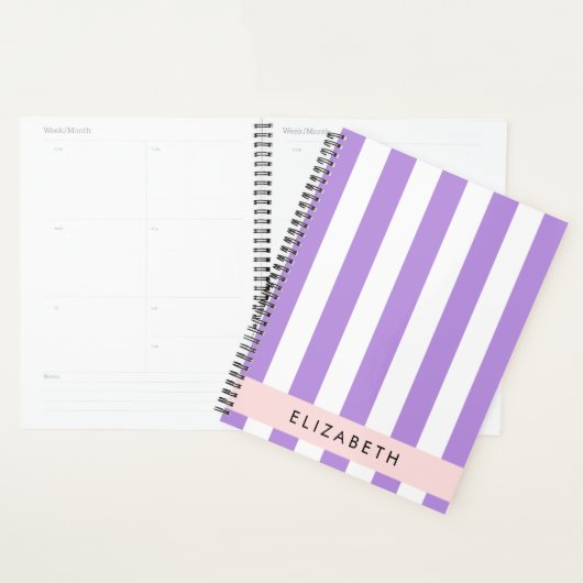 Paarse strips, strips, lijnen, Jouw naam Planner (Display)